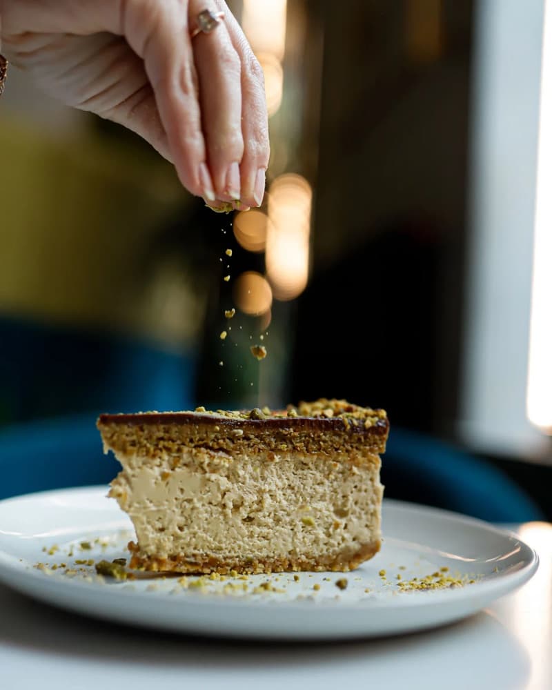 House-made cake with coffee at a cafe by Rynek Wielki
